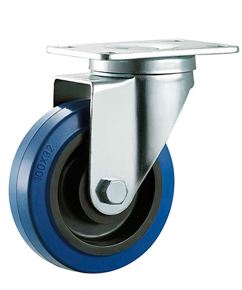 BLue Elastic Rubber Caster with PP core   