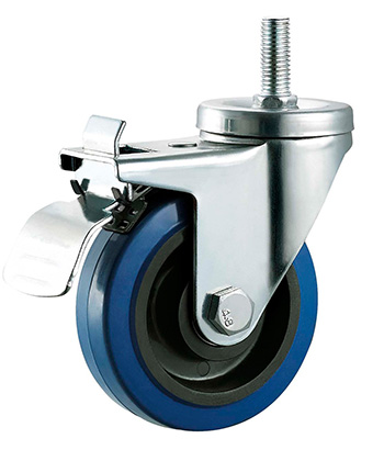 BLue Elastic Rubber Caster with PP core   