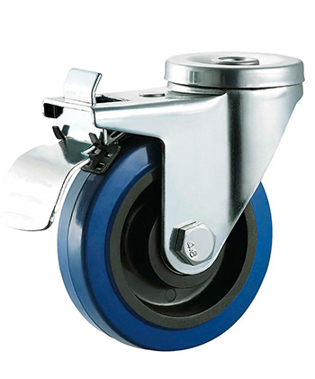 BLue Elastic Rubber Caster with PP core    