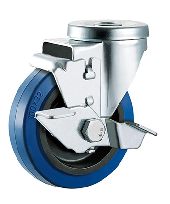 BLue Elastic Rubber Caster with PP core  