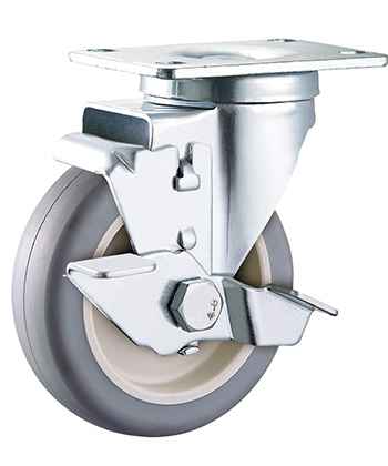 Grey TPR Caster with PP core,plain bearing
