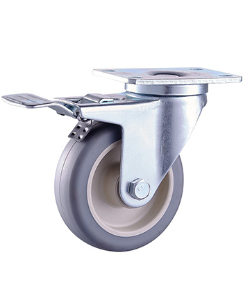 Grey TPR Caster with PP core,double ball bearing 