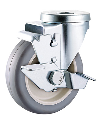 Grey TPR Caster with PP core,plain bearing