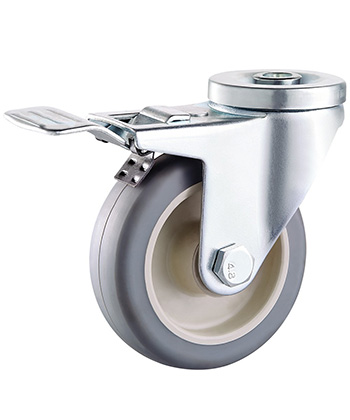 Grey TPR Caster with PP core,plain bearing