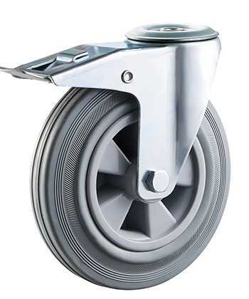 Industrial Grey Rubber Caster with plastic core