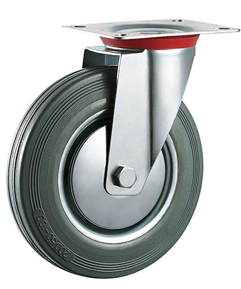 Industrial Grey Rubber Caster with steel core 