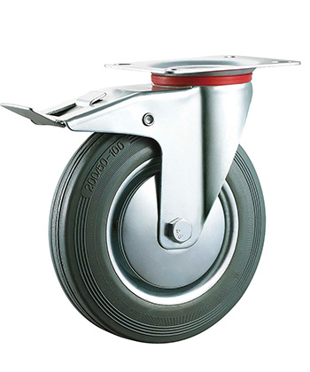 Industrial Grey Rubber Caster with steel core  
