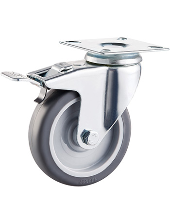Grey Rubber Non-marking Caster,plain bearing  