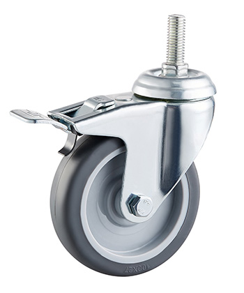 Grey Rubber Non-marking Caster,plain bearing 