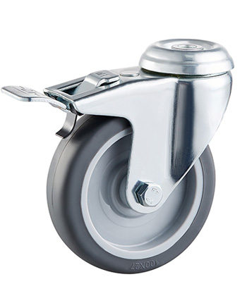 Grey Rubber Non-marking Caster,plain bearing 