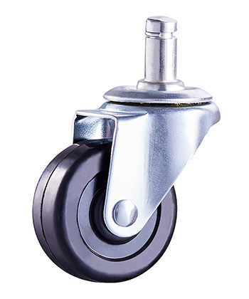 Black Rubber Caster with Grip ring stem/Friction Stem