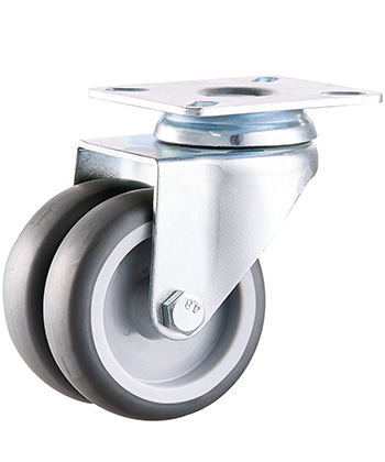 Furniture Twin Caster with Rubber Wheel 50mm/75mm