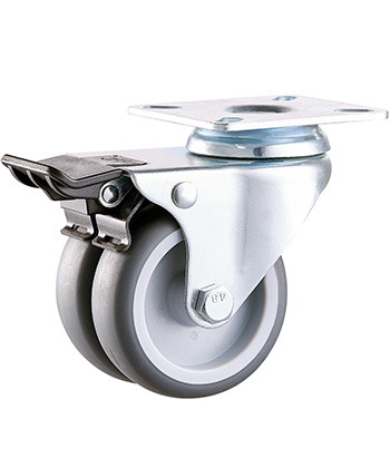 Furniture Twin Caster with Rubber Wheel 50mm/75mm 