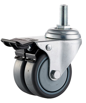 Furniture Twin Caster with Rubber Wheel 50mm/75mm,ball bearing