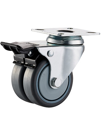 Furniture Twin Caster with Rubber Wheel 50mm/75mm,ball bearing 