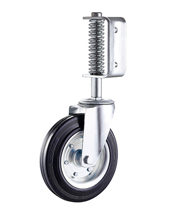 Heavy Duty Spring Load Gate Caster with Rubber Wheel,steel core