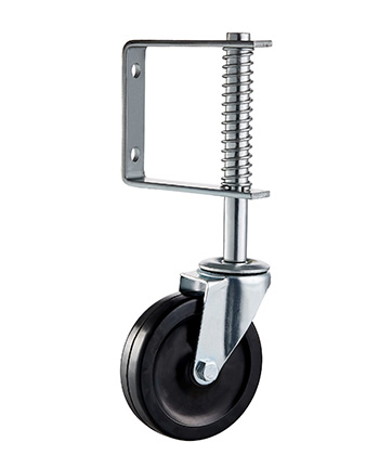 Heavy Duty Spring Load Gate Caster with Rubber Wheel,steel core 