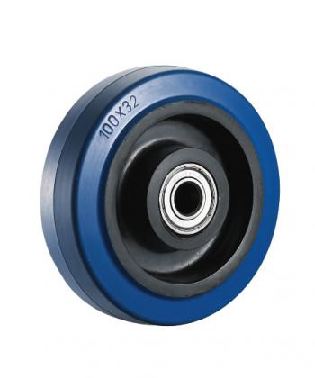 Heavy Duty Blue Elastic Rubber Wheel,Ball Bearing 100mm-200mm